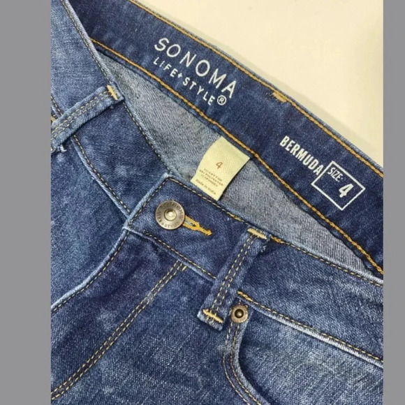 Sonoma denim bermuda shorts stretch star print size 4 casual - Picture 4 of 4